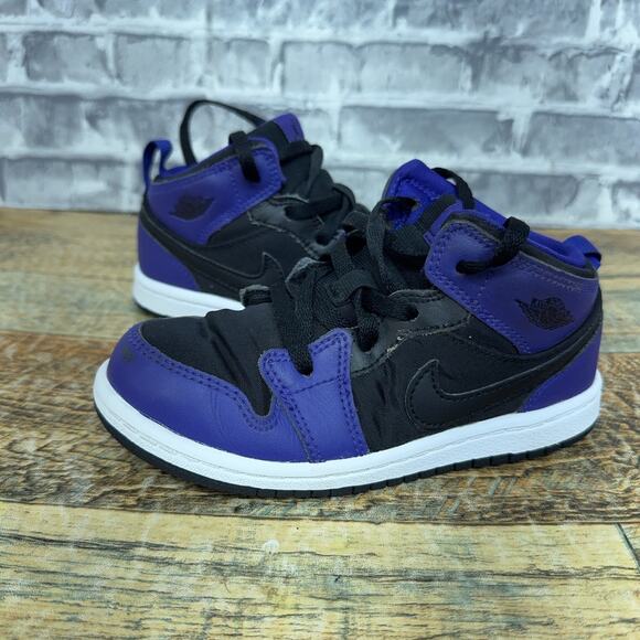 Nike Air Jordan 1 Mid Dark Concord Purple Black (TD) 640735-029 Toddler Size 10C - Picture 1 of 10